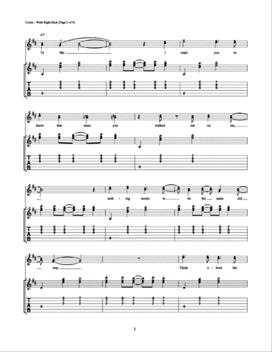Walk Right Back Walk Right Back Electric Guitar scores gallery preview page 2