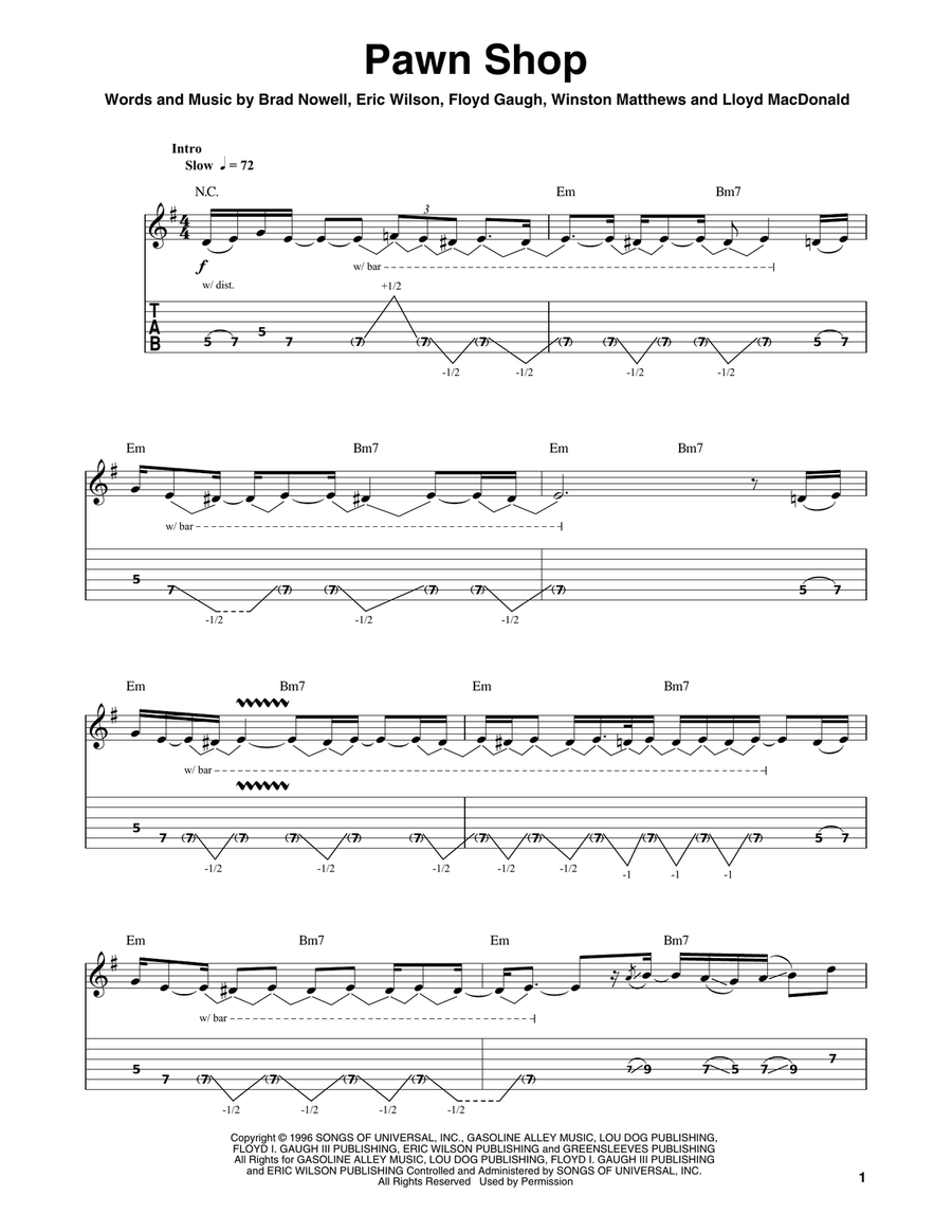 Pawn Shop Guitar Tablature scores gallery preview page 1