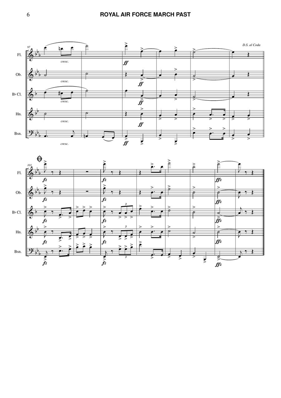 Royal Air Force March Past Woodwind Quintet scores gallery preview page 6