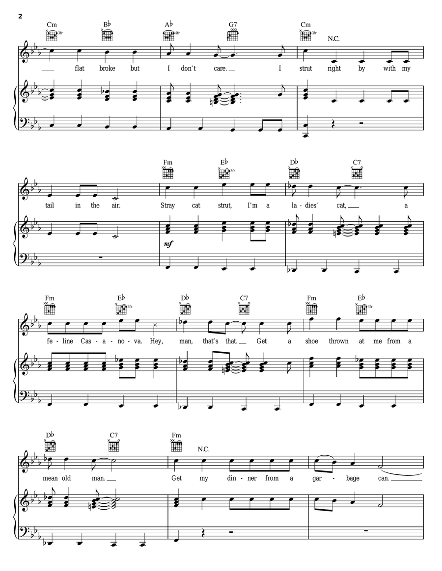Stray Cat Strut Piano, Vocal, Guitar scores gallery preview page 2