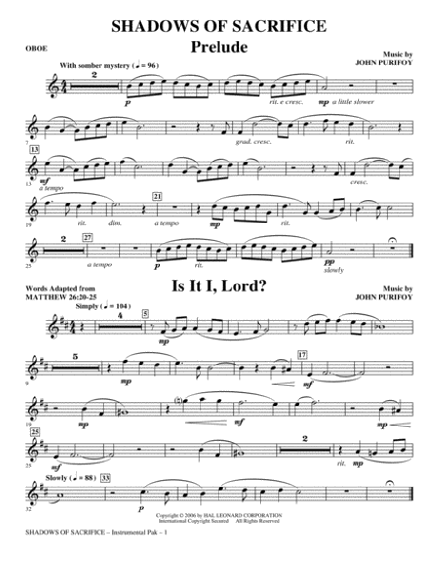 Shadows of Sacrifice - Oboe Choir scores gallery preview page 1