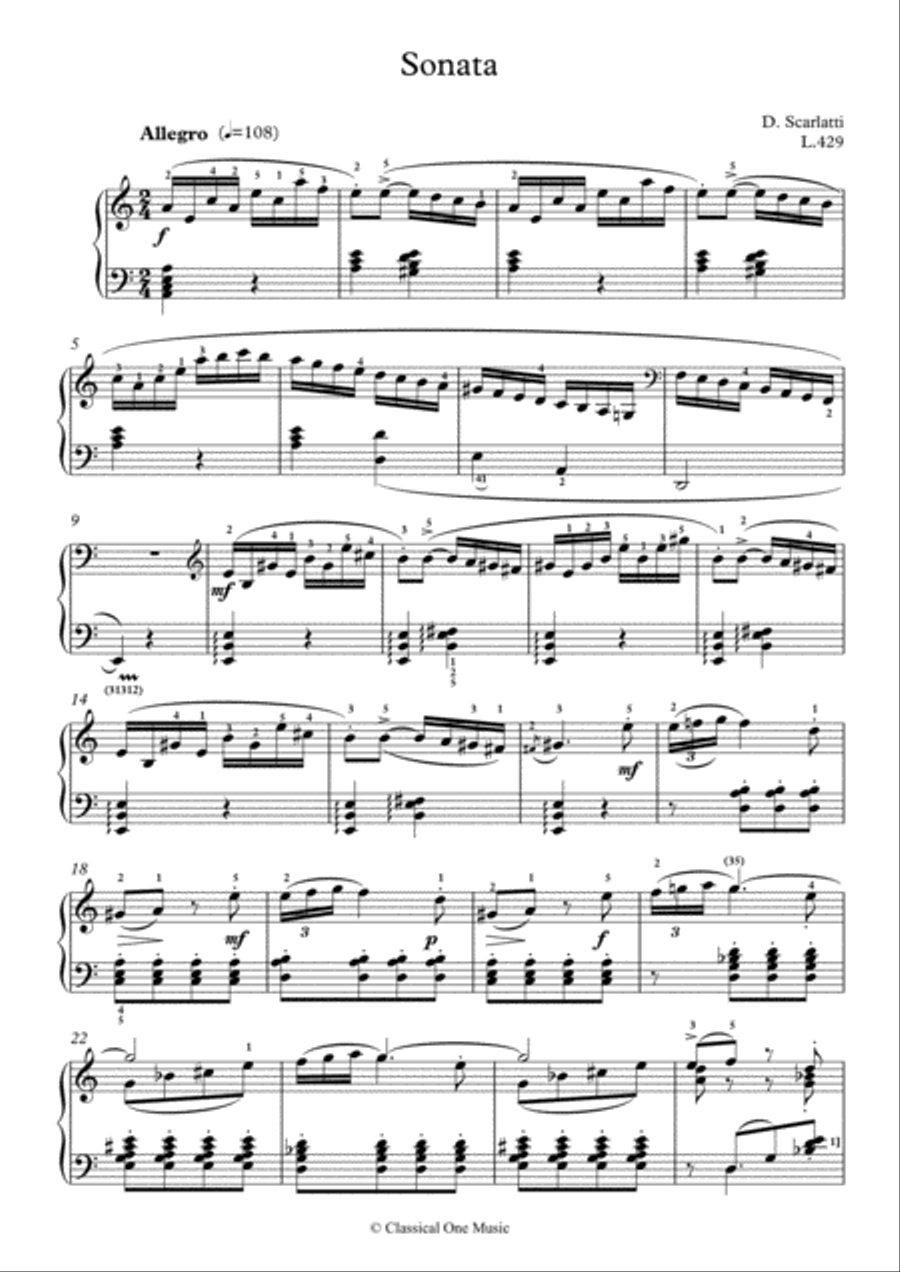 Scarlatti-Sonata in a-minor L.429 K.175(piano) Piano Solo scores gallery preview page 2