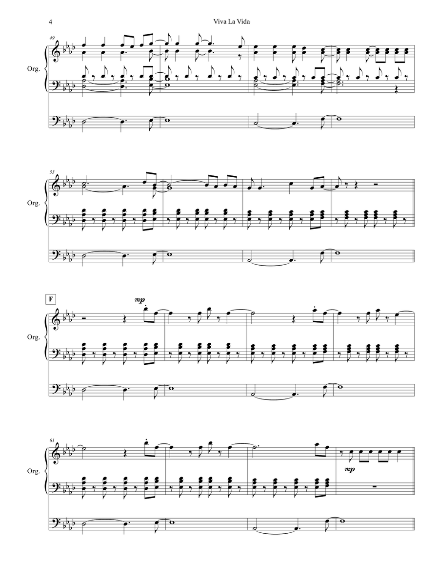 Viva La Vida Organ Solo scores gallery preview page 5
