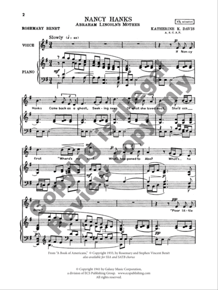 Nancy Hanks High Voice scores gallery preview page 3