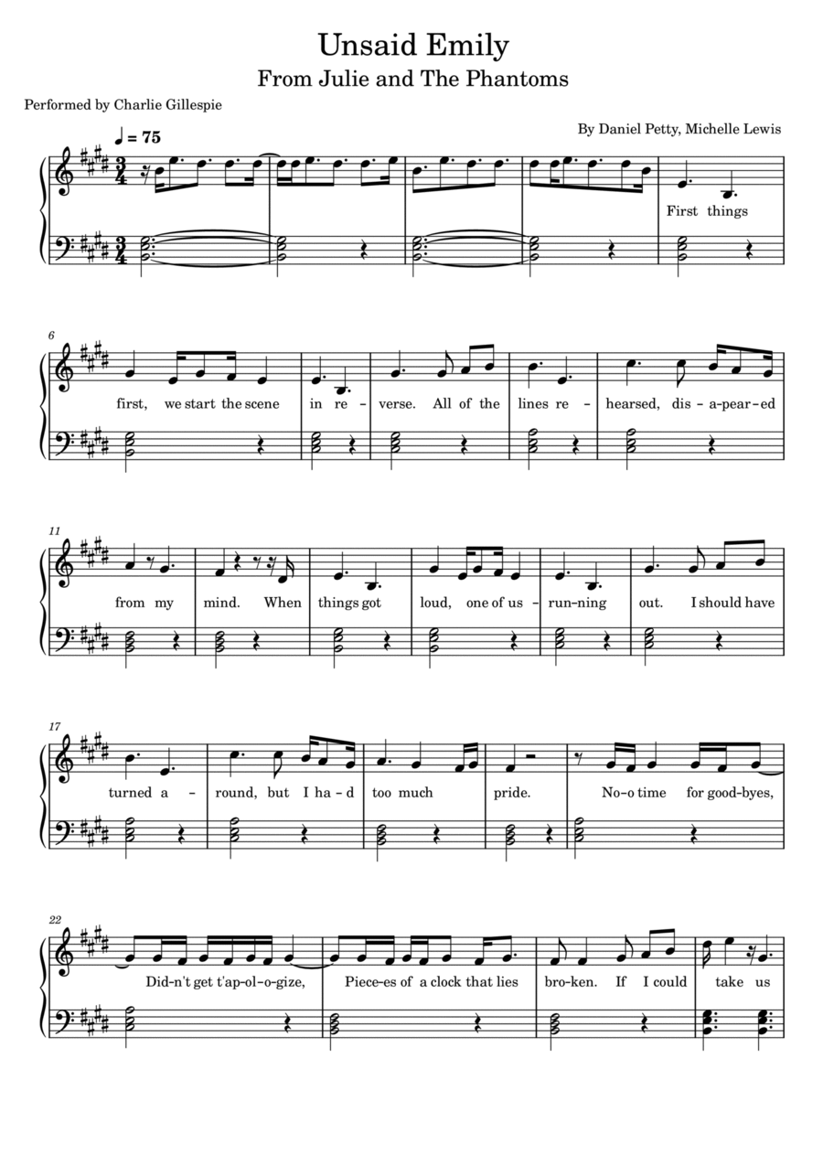Unsaid Emily Unsaid Emily Piano Solo scores gallery preview page 1