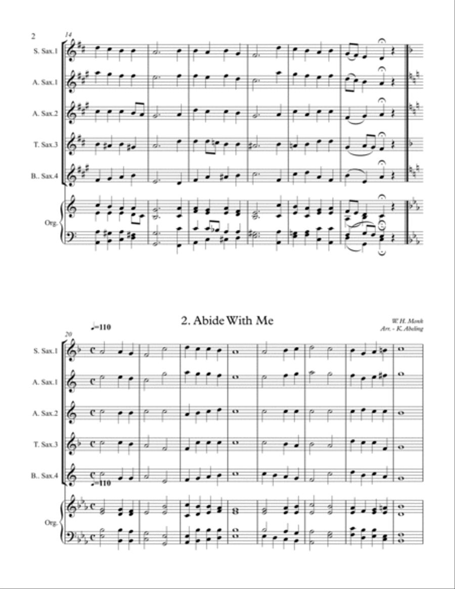 40 Beloved Christian Hymns Volume I (for Saxophone Quartet SATB or AATB and optional Organ) Saxophone Quartet scores gallery preview page 3