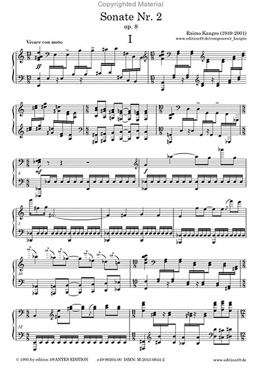 Sonate Nr. 2 op. 8 fur Klavier solo