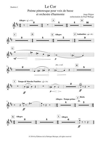 Ange Flégier: Le Cor for bass voice and concert band, oboe1 part
