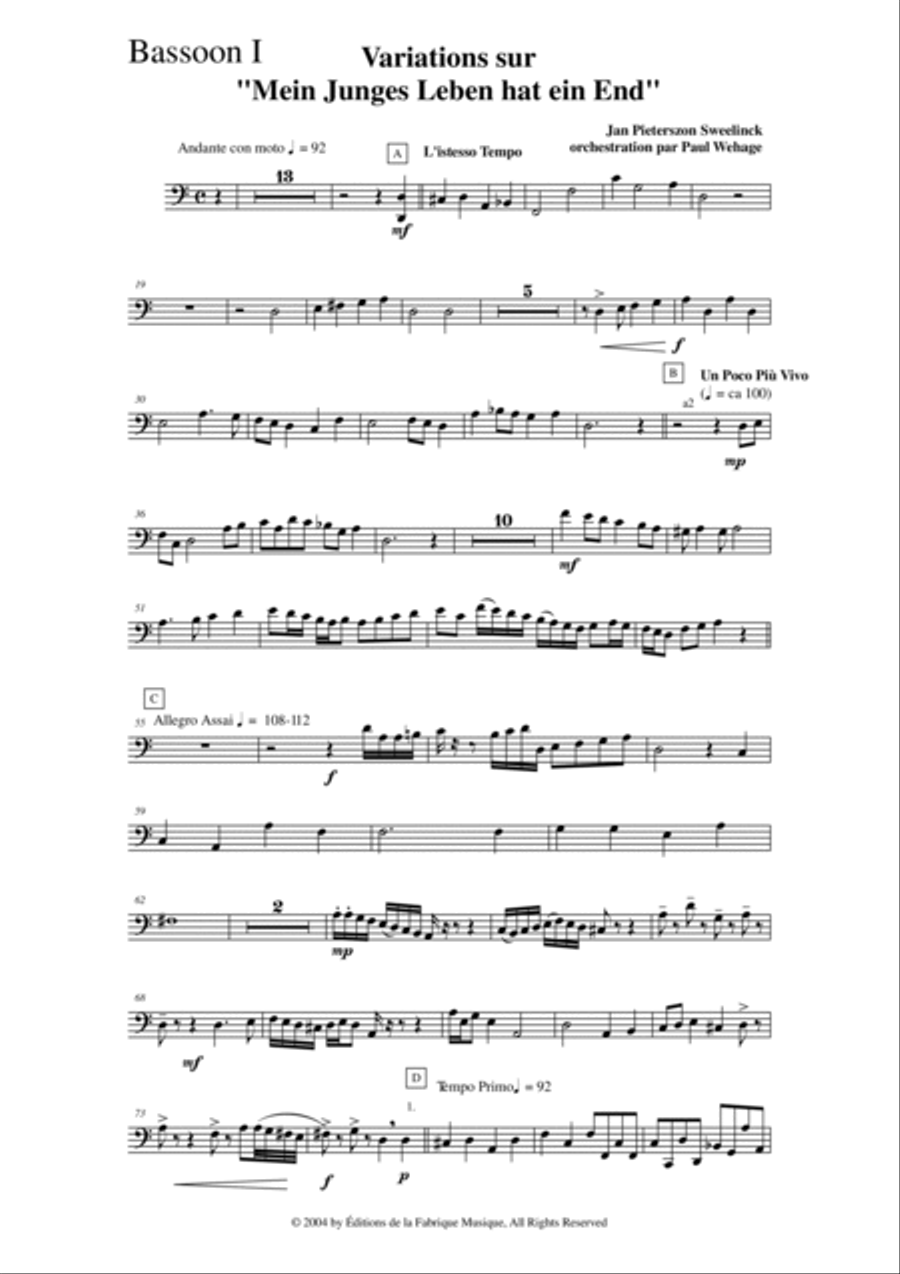 Jan Pieterszoon Sweelinck/Paul Wehage - Variations on 