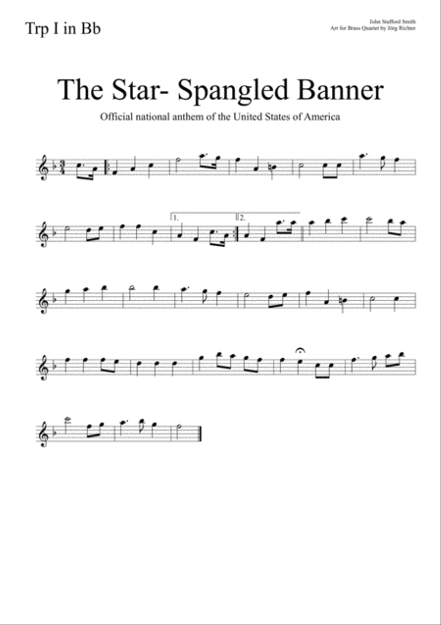 The Star- Spangled Banner for Brass Quartet Brass Quartet scores gallery preview page 3
