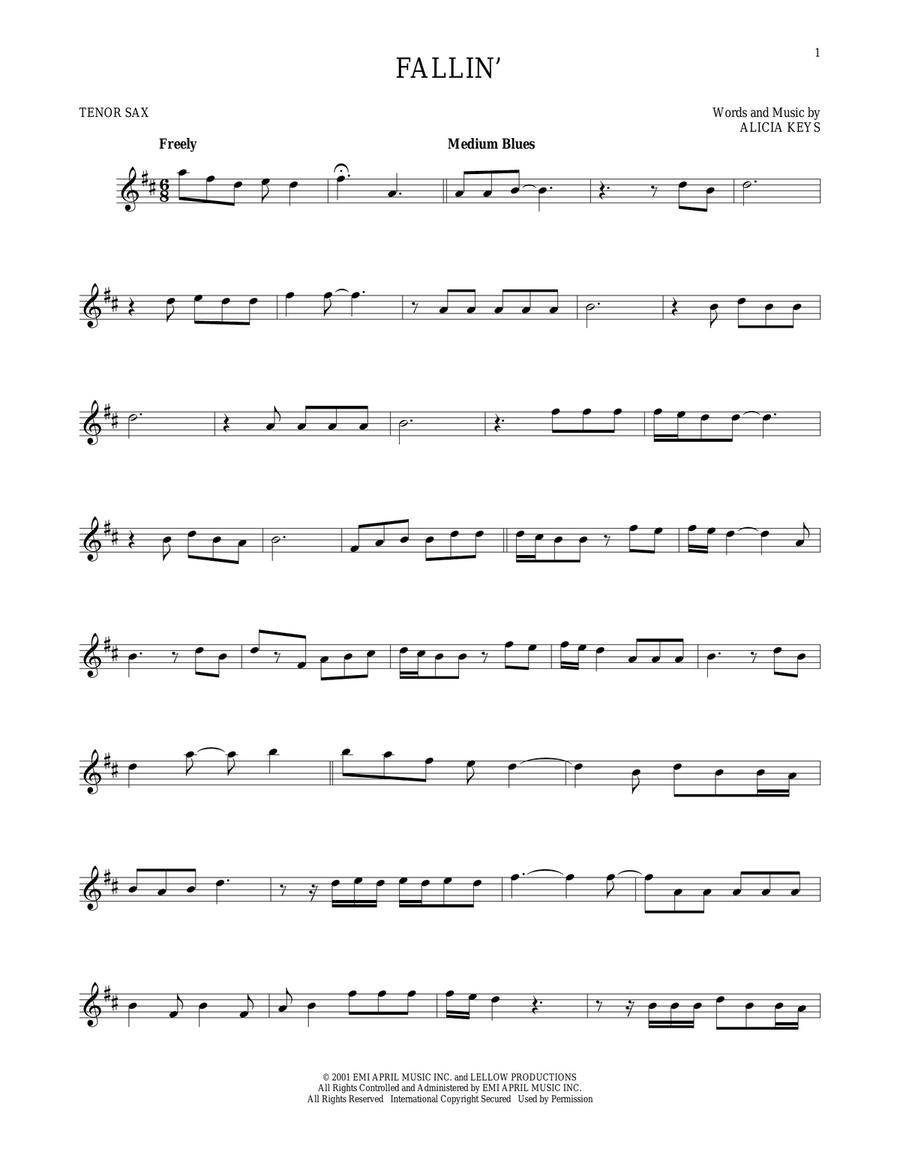 Fallin' Tenor Saxophone scores gallery preview page 1