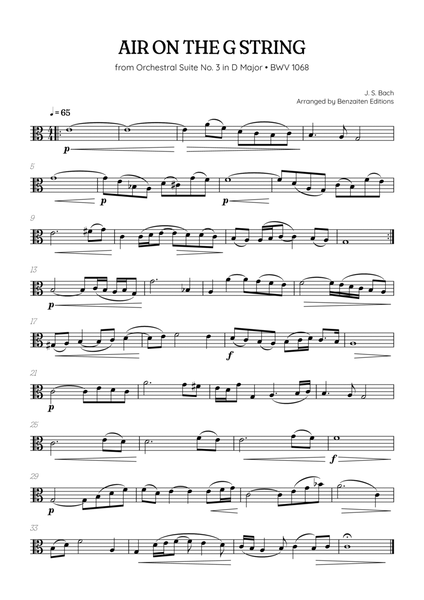 JS Bach • Air on the G String from Suite No. 3 BWV 1068 | viola sheet music image number null