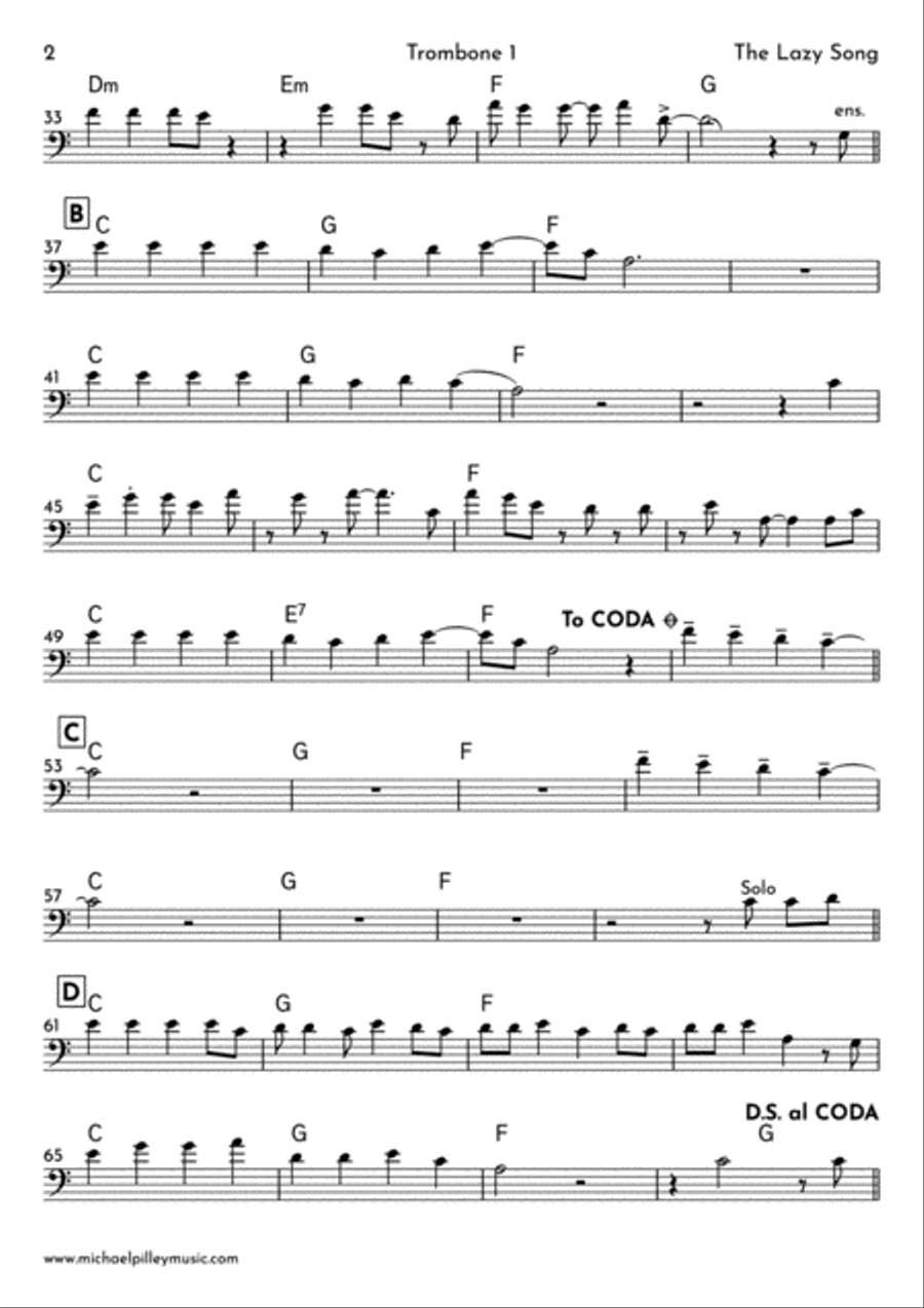 The Lazy Song Brass Ensemble scores gallery preview page 3