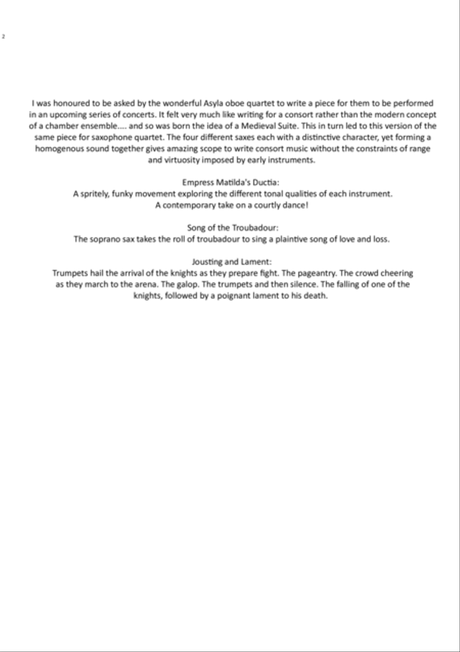 Medieval Suite Saxophone Quartet scores gallery preview page 2