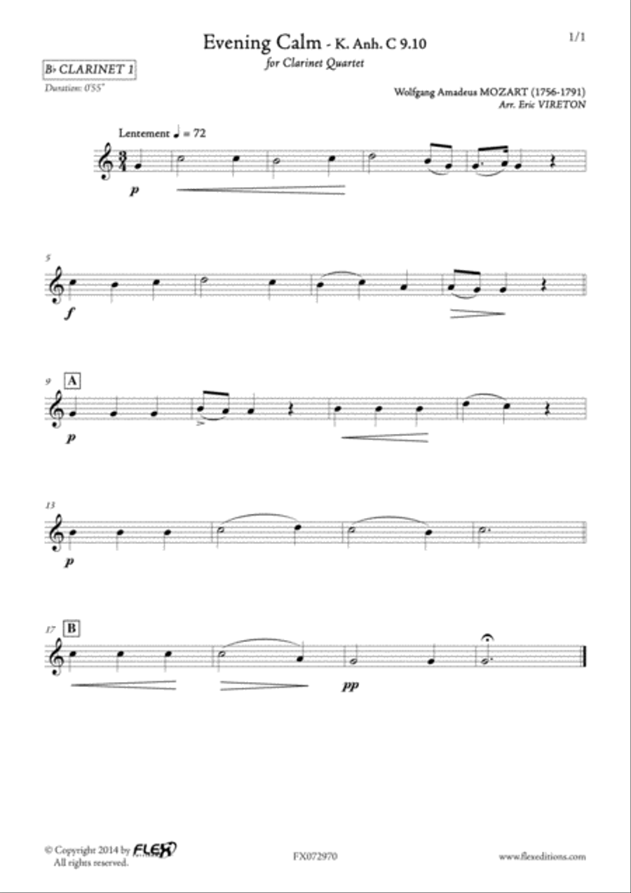 Evening Calm Evening Calm Clarinet Quartet scores gallery preview page 3