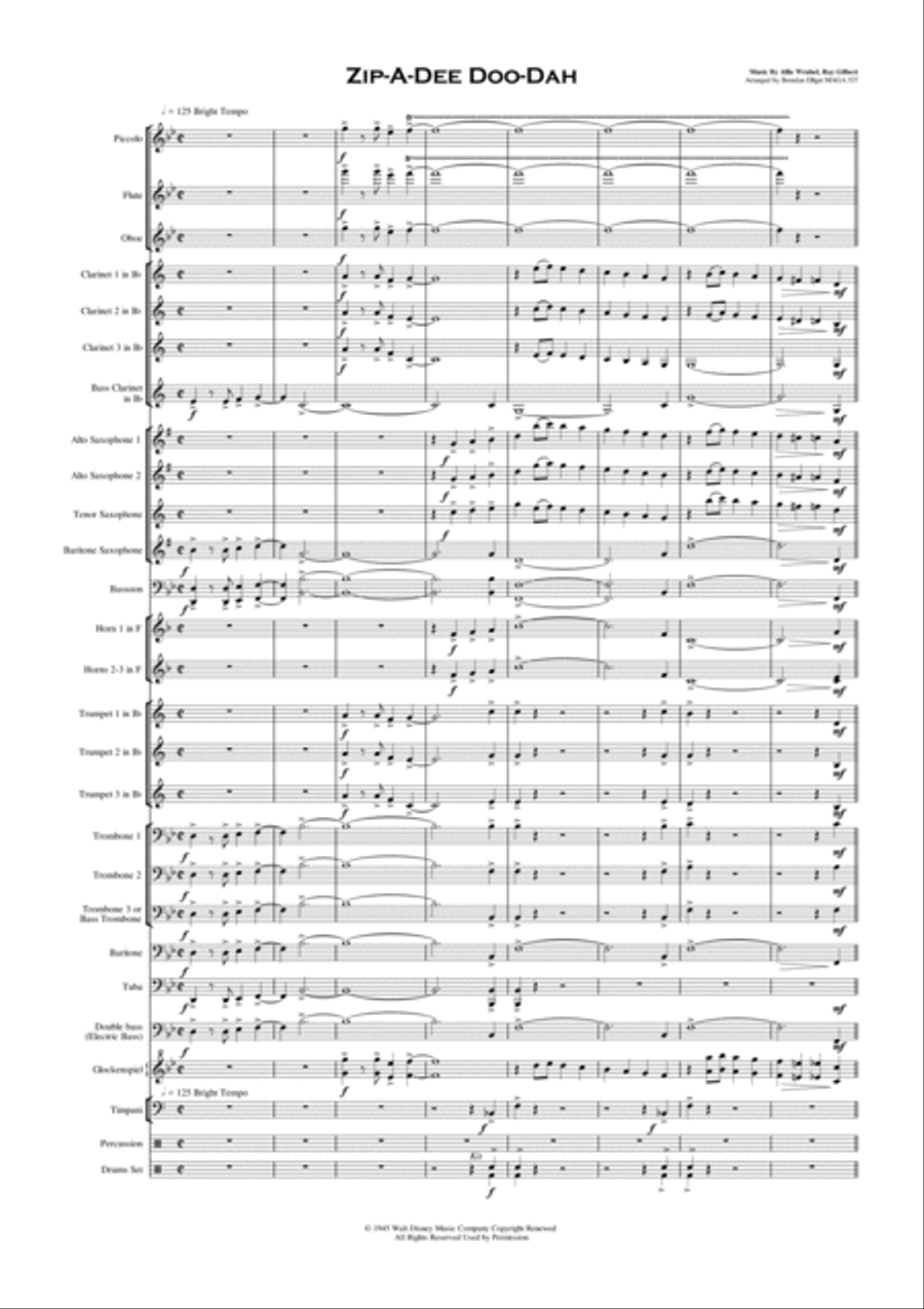 Zip-a-dee-doo-dah Concert Band scores gallery preview page 2