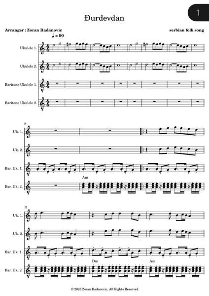 Đurđevdan - Djurdjevdan - Ederlezi - for ukulele quartet image number null