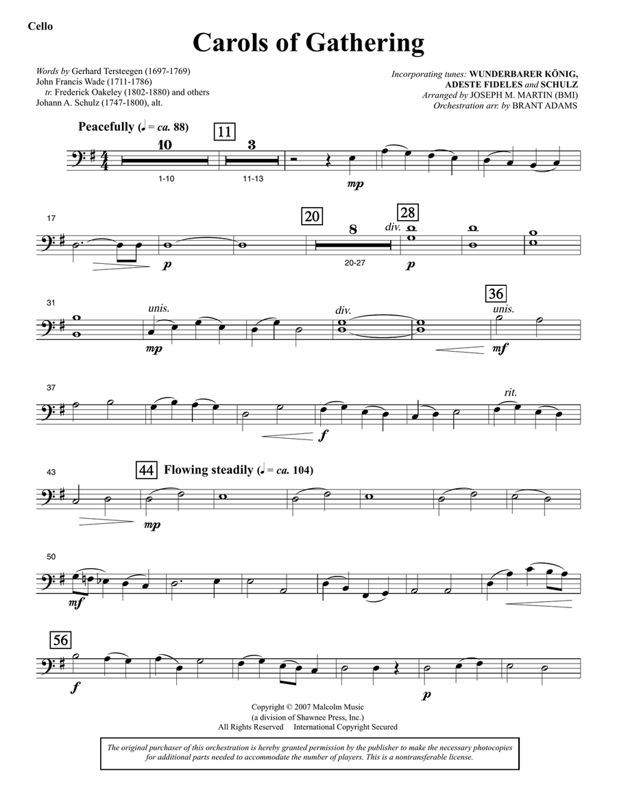 Carols Of Gathering (from Season Of Wonders) - Cello