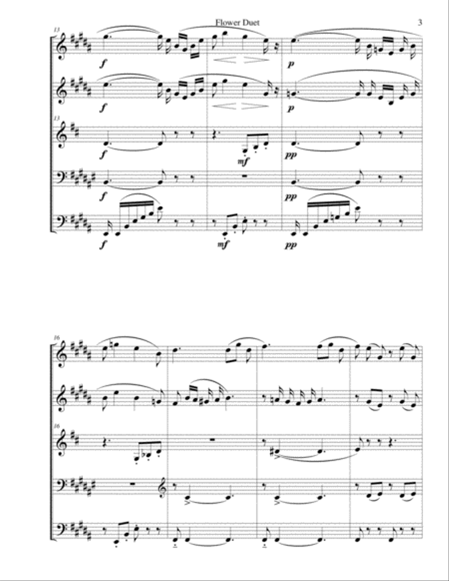 Flower Duet from Lakme (Wind Quintet) Small Ensemble scores gallery preview page 3