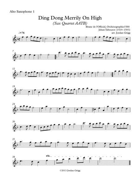 Ding Dong Merrily On High (Sax Quartet AATB) image number null