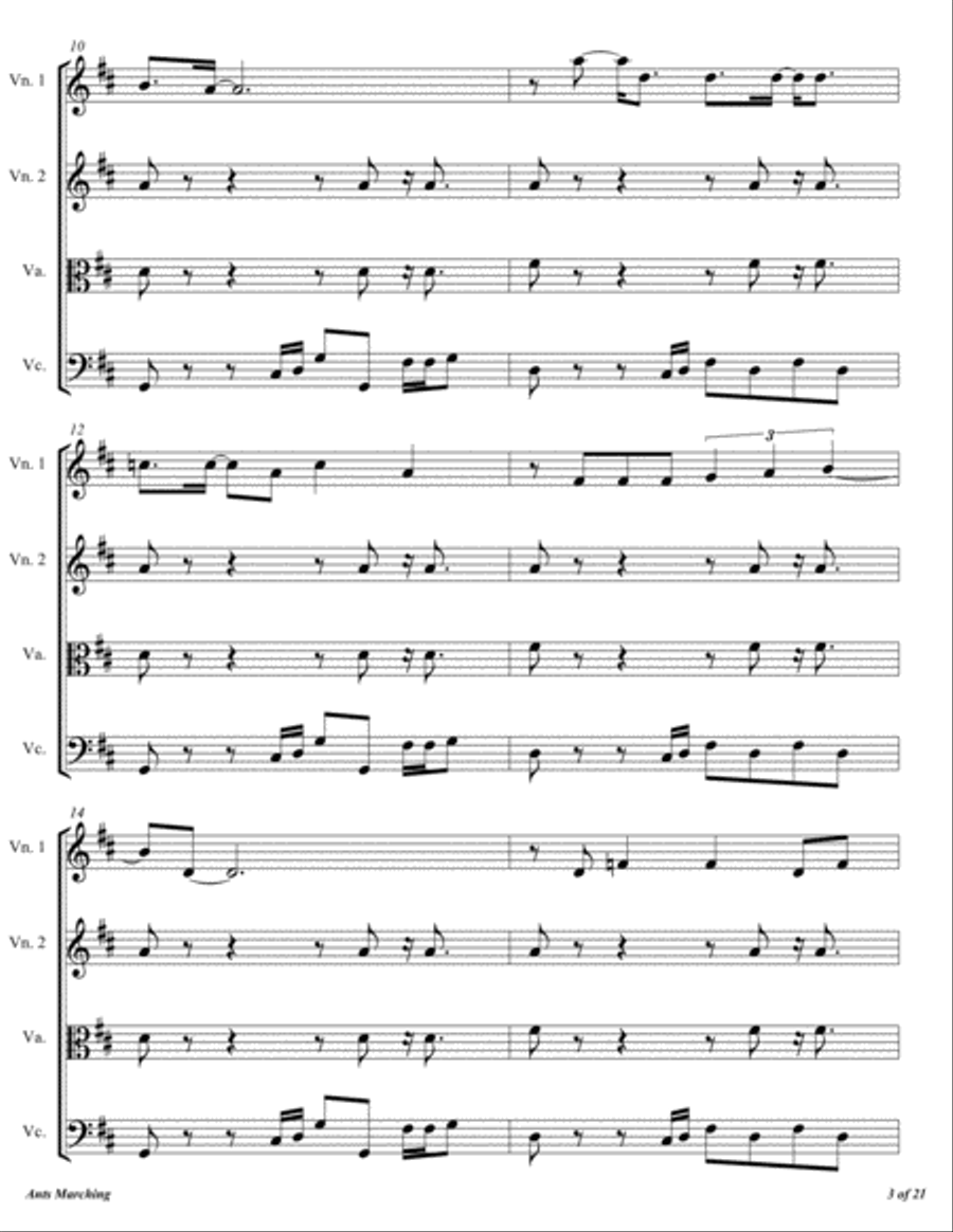 Ants Marching String Quartet scores gallery preview page 4