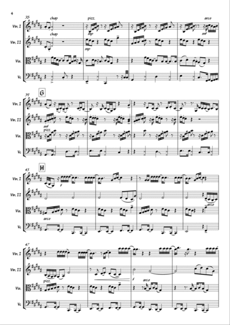 Cry Me A River String Quartet scores gallery preview page 4