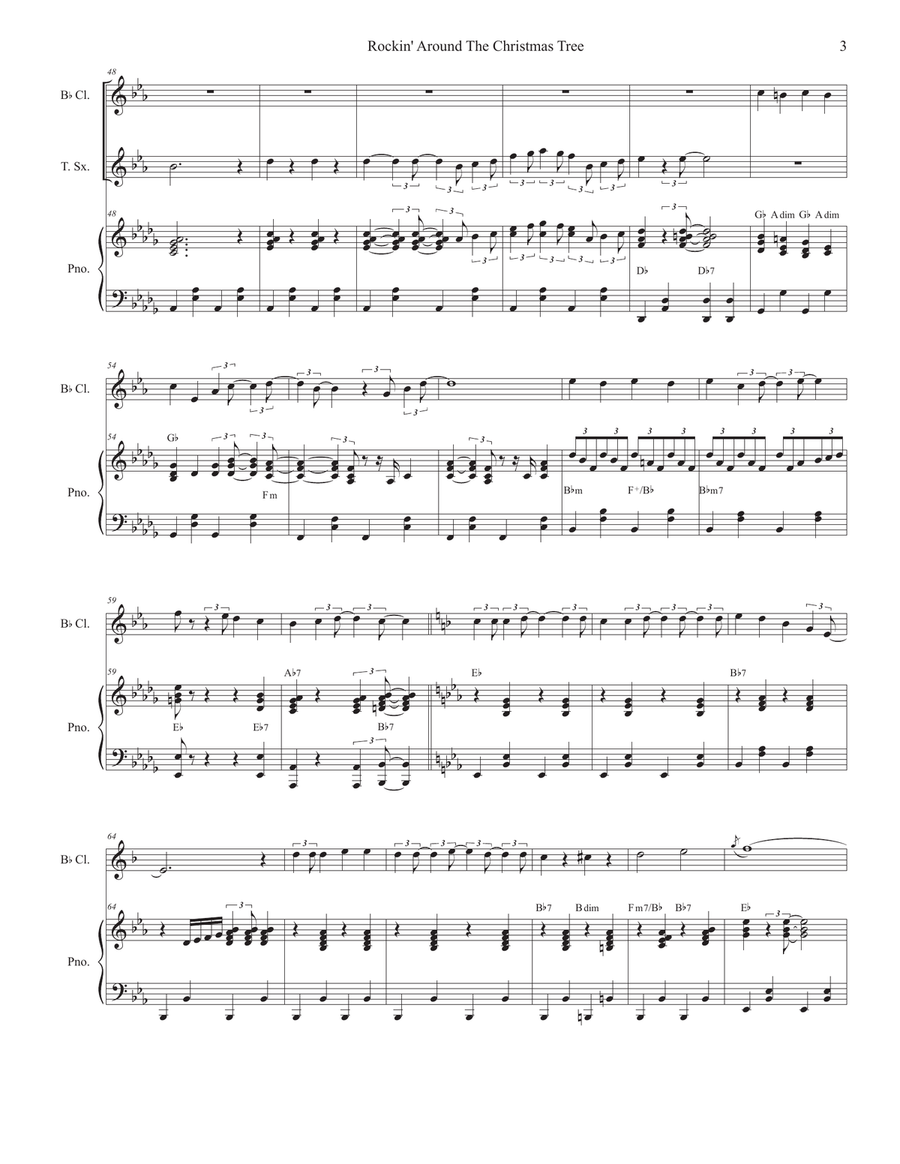 Rockin' Around The Christmas Tree B-Flat Clarinet scores gallery preview page 3