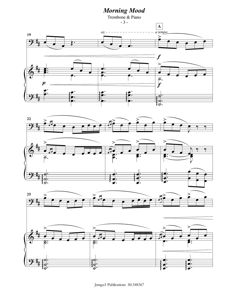 Grieg: Morning Mood from Peer Gynt Suite for Trombone & Piano Piano scores gallery preview page 4
