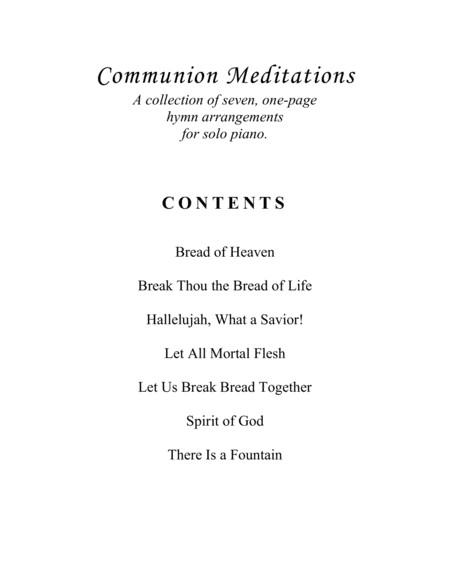 Communion Meditations (A Collection of One-page Hymns for Solo Piano) image number null