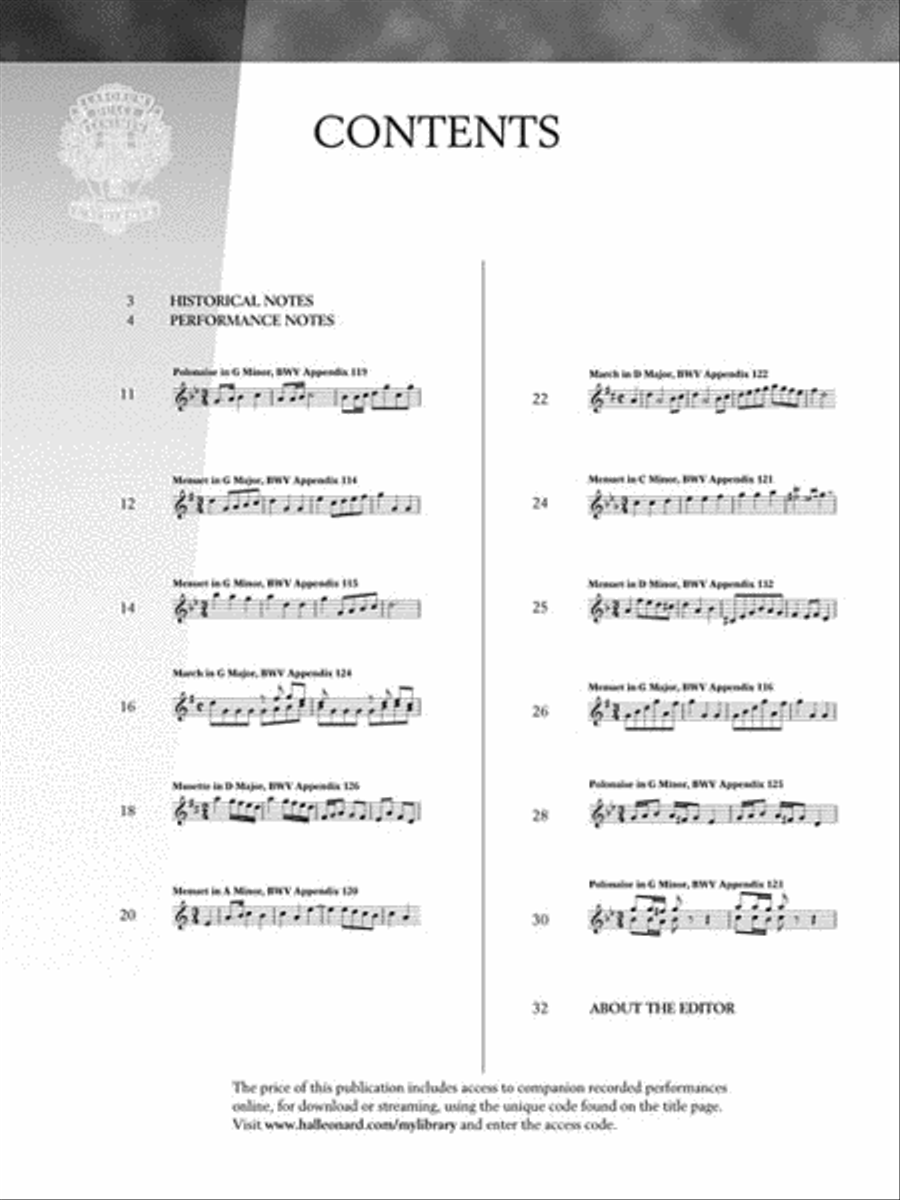 J.S. Bach – Selections from The Notebook for Anna Magdalena Bach Piano Solo scores gallery preview page 3