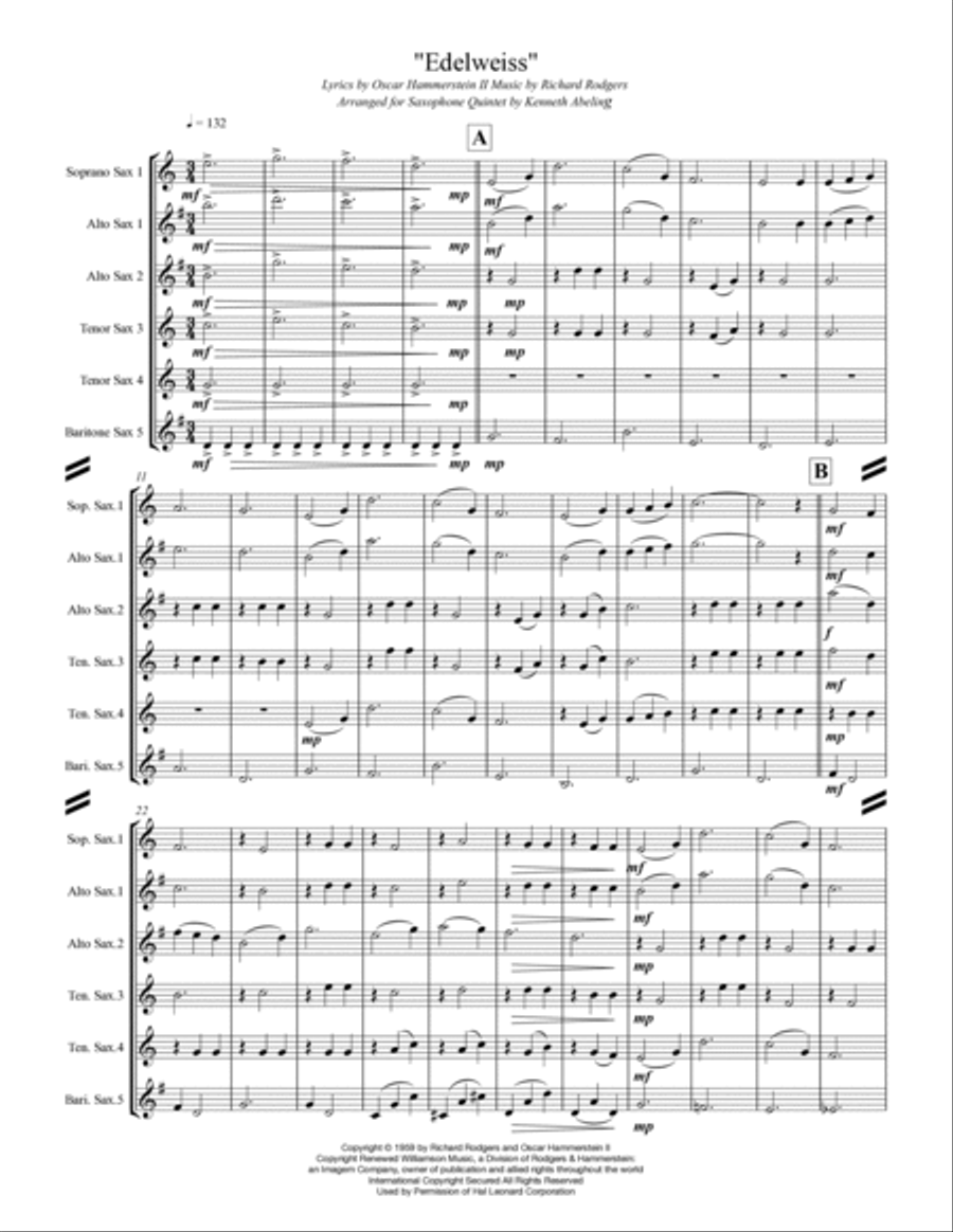 Edelweiss Saxophone Quintet scores gallery preview page 2