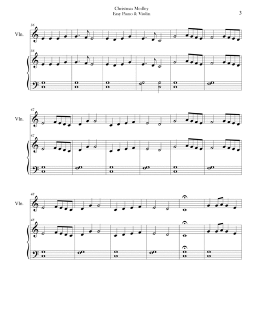 Christmas Medley (Easy Piano and Violin) Violin Solo scores gallery preview page 3
