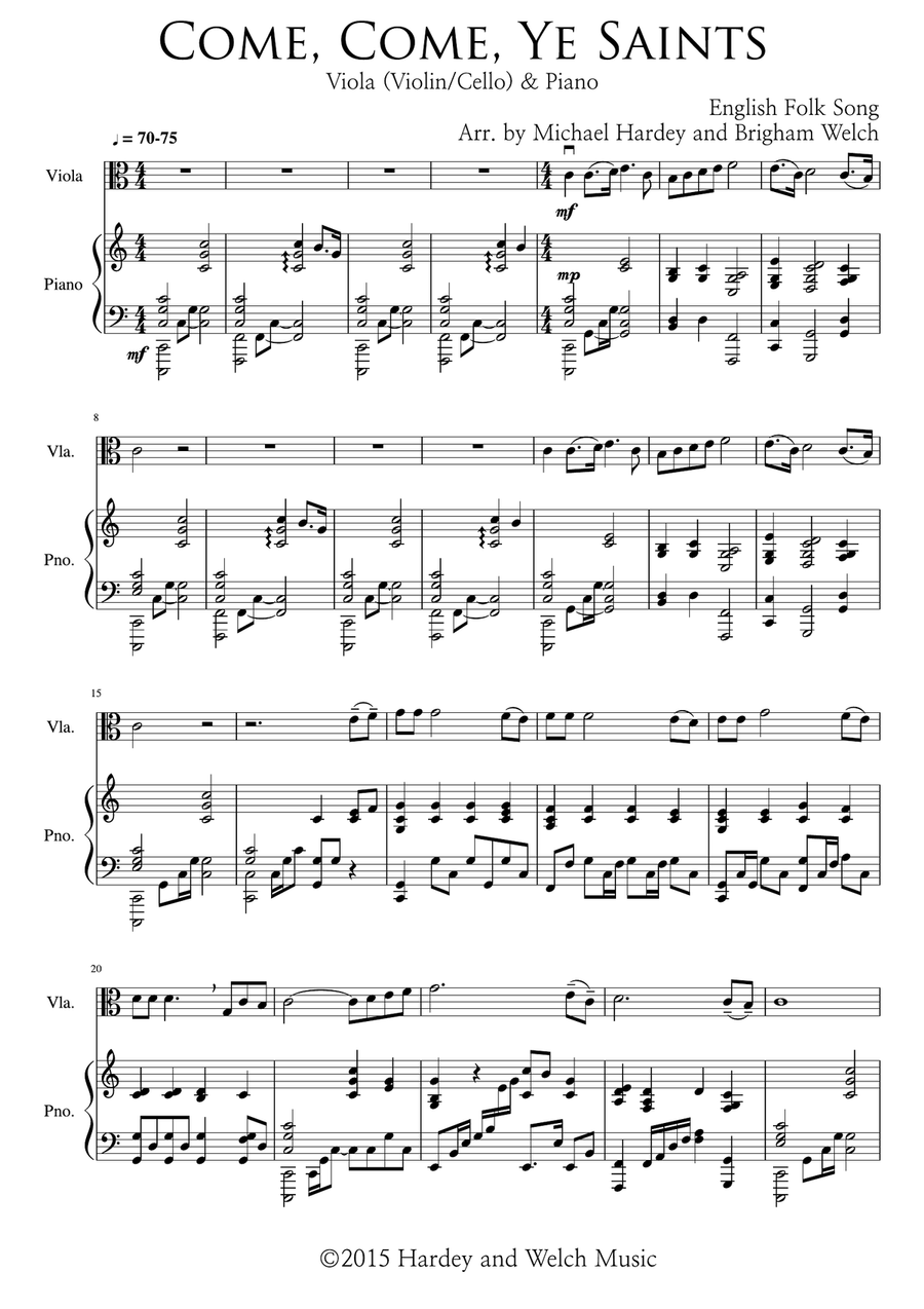 Come, Come, Ye Saints String Trio scores gallery preview page 1