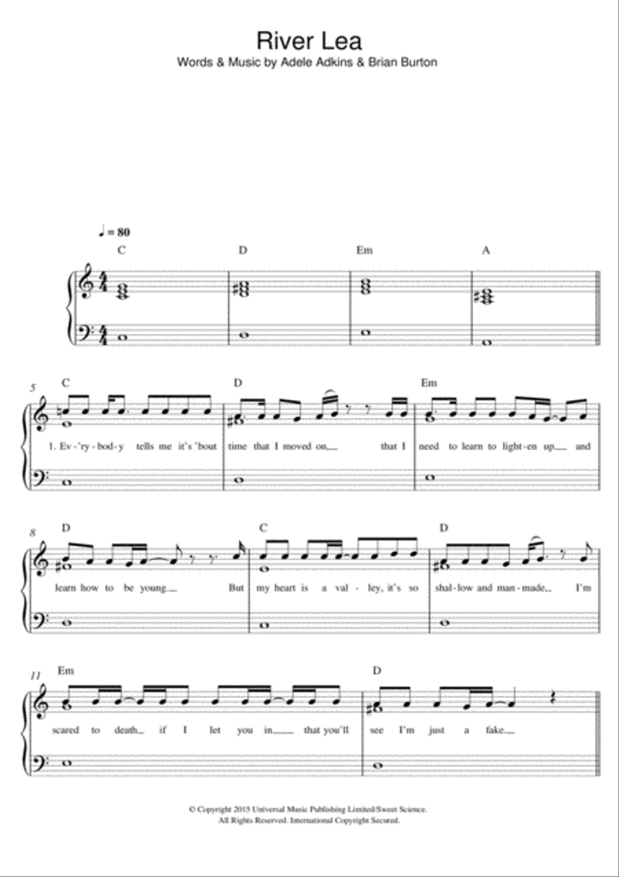 River Lea Easy Piano scores gallery preview page 1