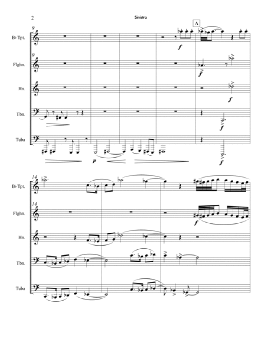 Sinistra for Brass Quintet Brass Quintet scores gallery preview page 5