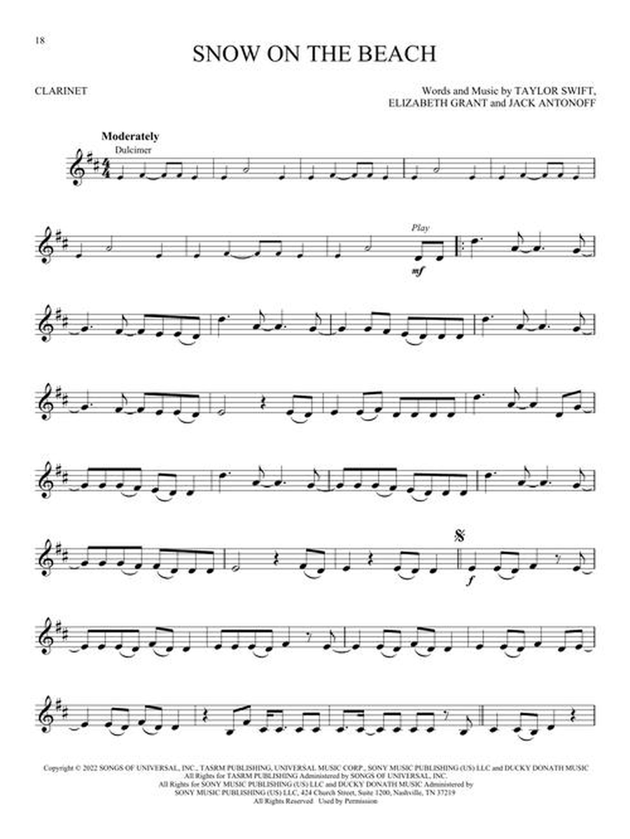 Taylor Swift – Selections from Midnights & The Tortured Poets Department Clarinet Solo scores gallery preview page 6