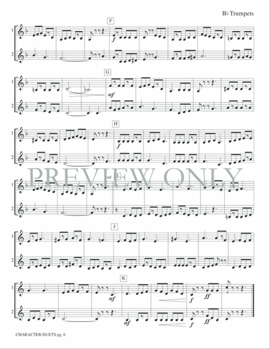 Just for Two -- Character Duets Trumpet Duet scores gallery preview page 8