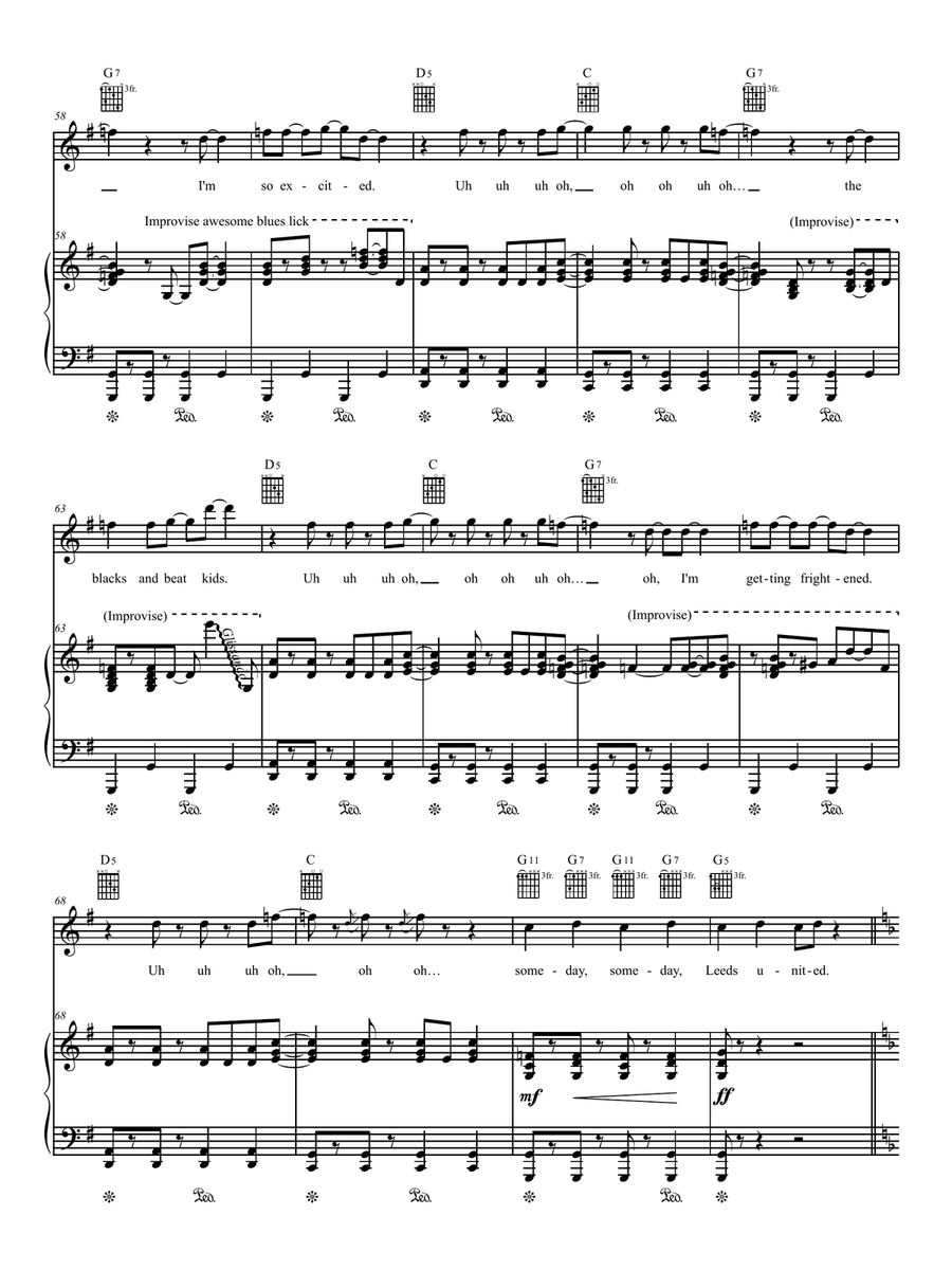Leeds United Piano, Vocal, Guitar scores gallery preview page 5