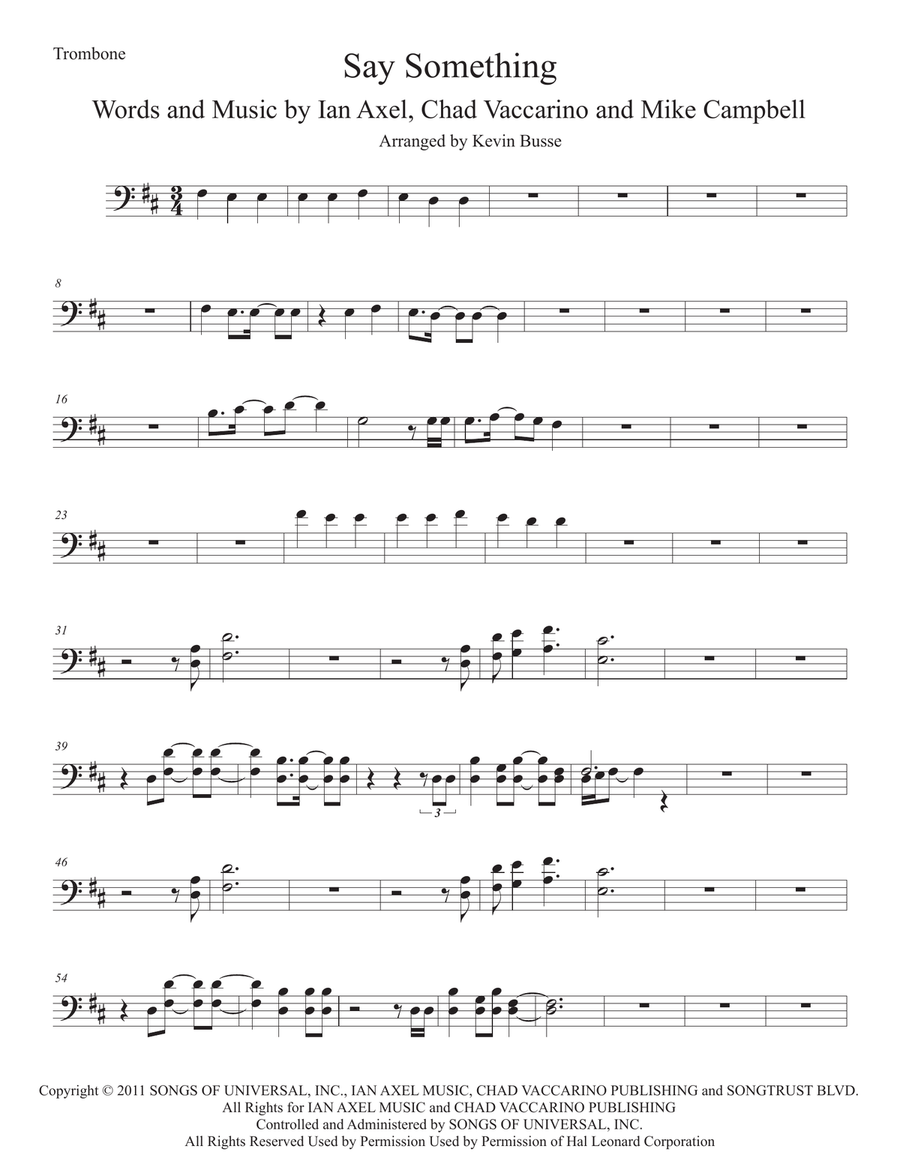 Say Something Say Something Trombone Solo scores gallery preview page 1