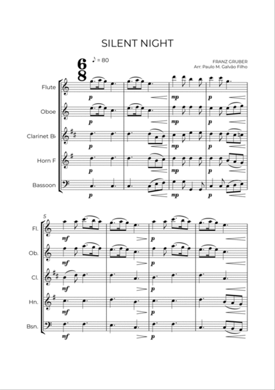 SILENT NIGHT - WIND QUINTET SILENT NIGHT - WIND QUINTET Woodwind Quintet scores gallery preview page 2