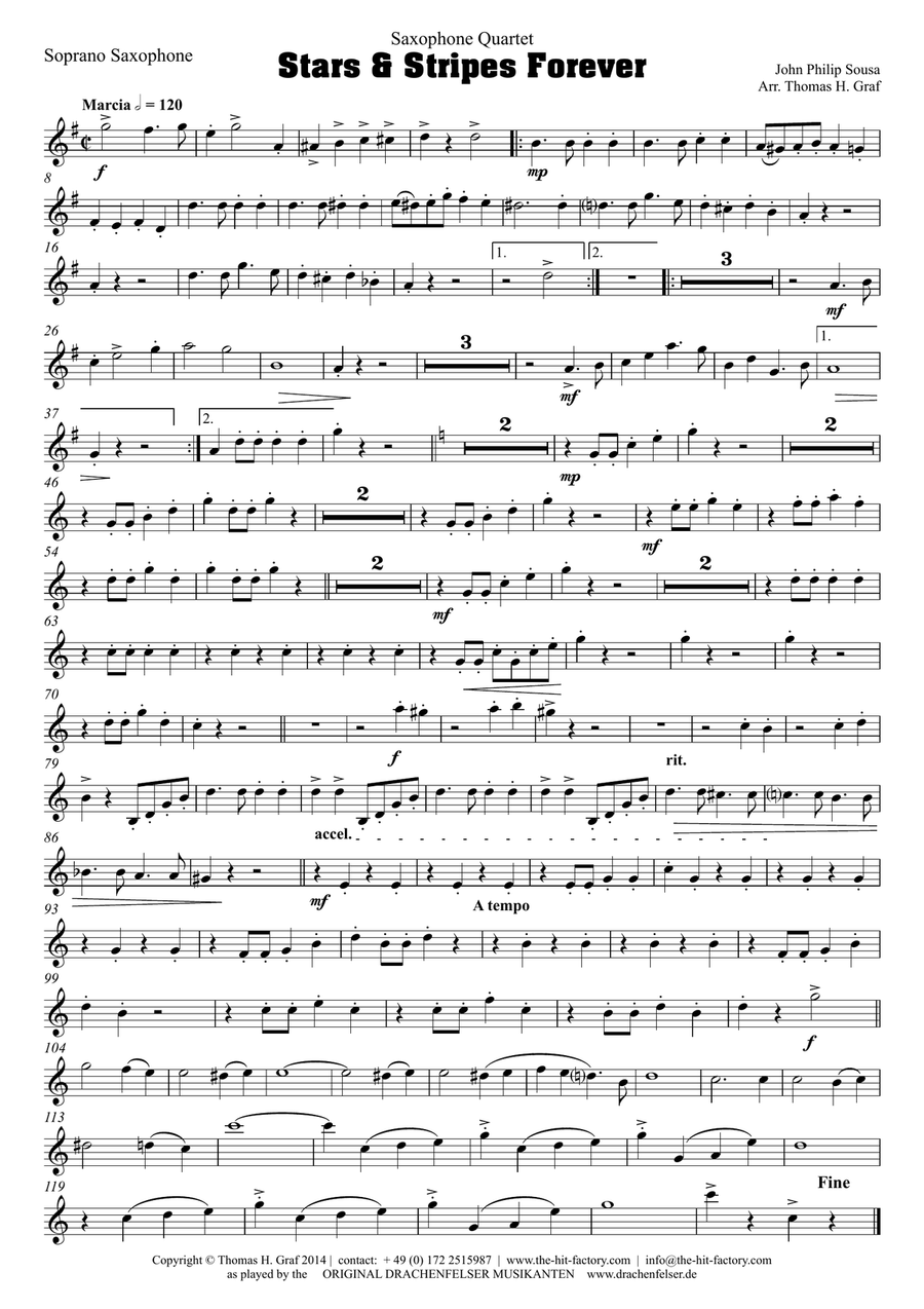 Stars and Stripes forever - Sousa - Saxophone Quartet Saxophone Quartet scores gallery preview page 5