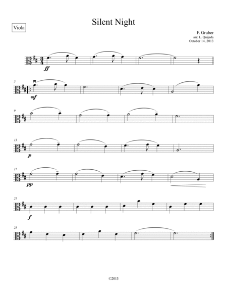 Silent Night, for early intermediate string orchestra. SCORE and PARTS. image number null