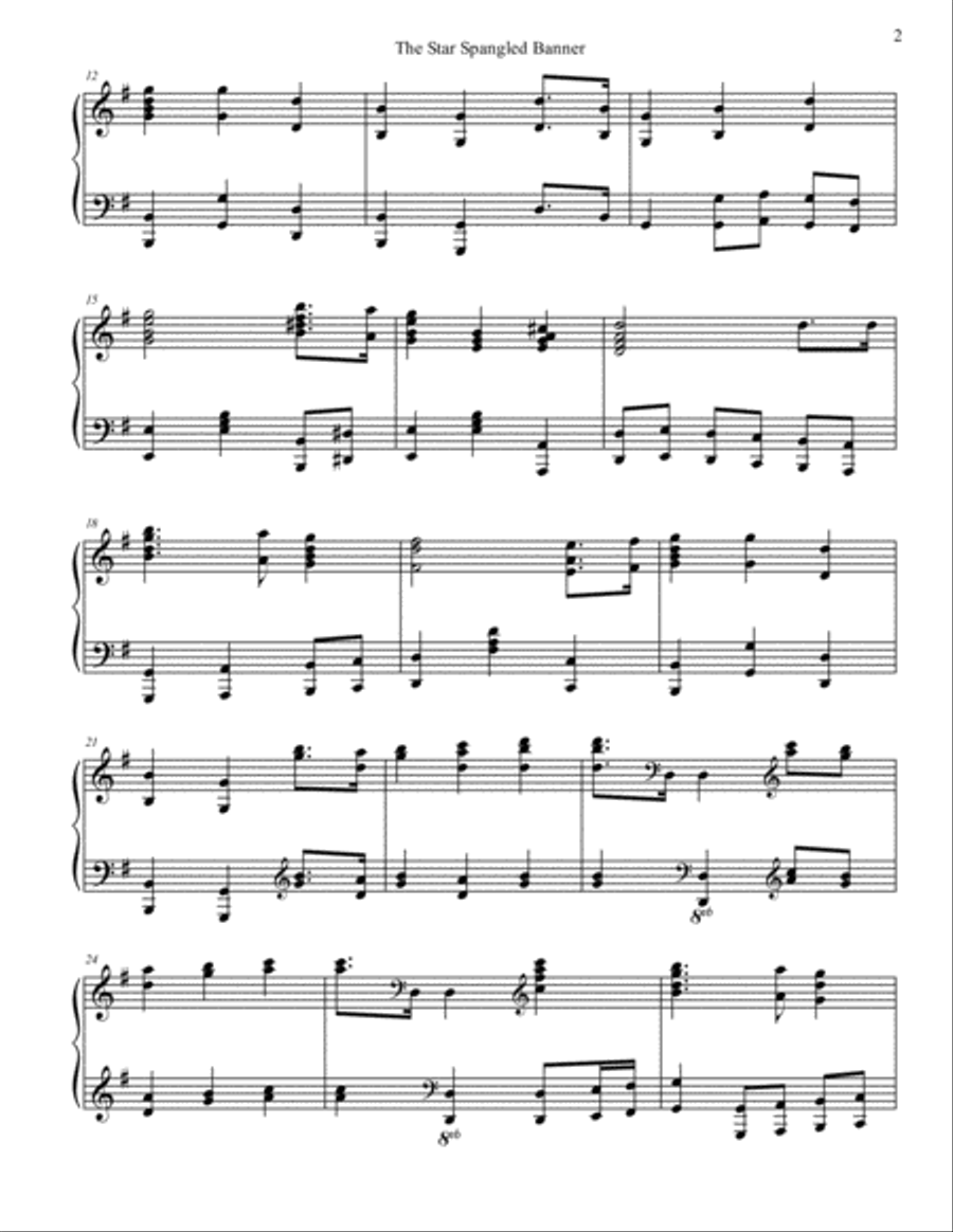 The Star Spangled Banner The Star Spangled Banner Piano Solo scores gallery preview page 2