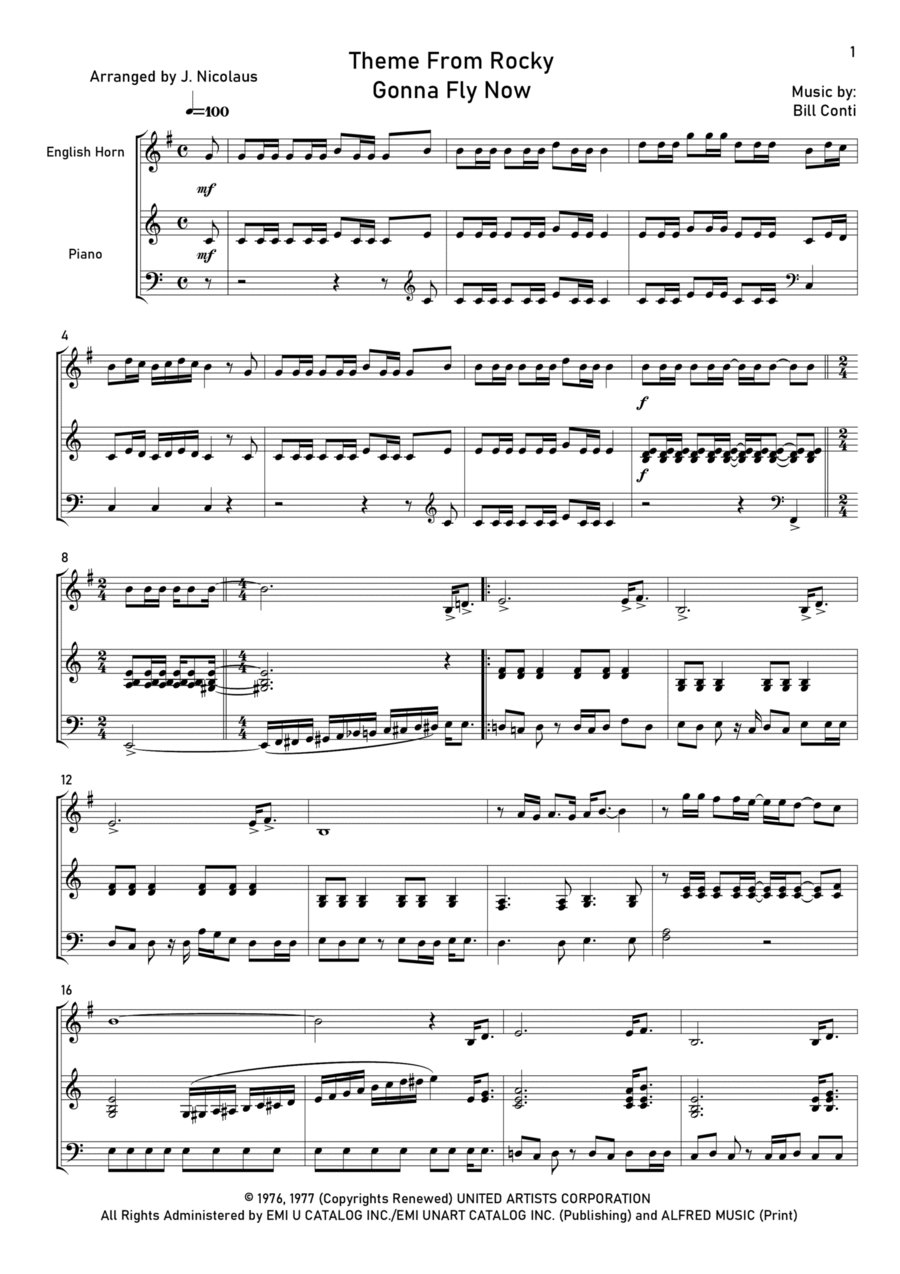 Gonna Fly Now English Horn scores gallery preview page 1