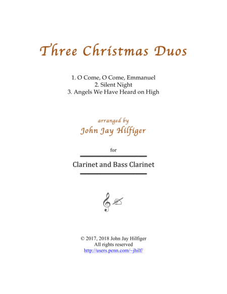 Three Christmas Duos for Clarinet and Bass Clarinet image number null