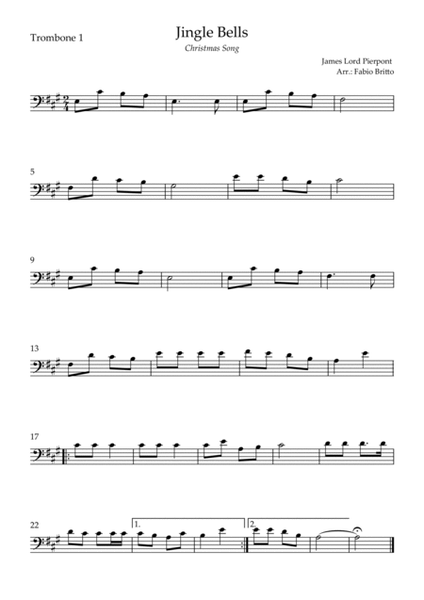 Jingle Bells (Christmas Song) for Trombone Quartet image number null