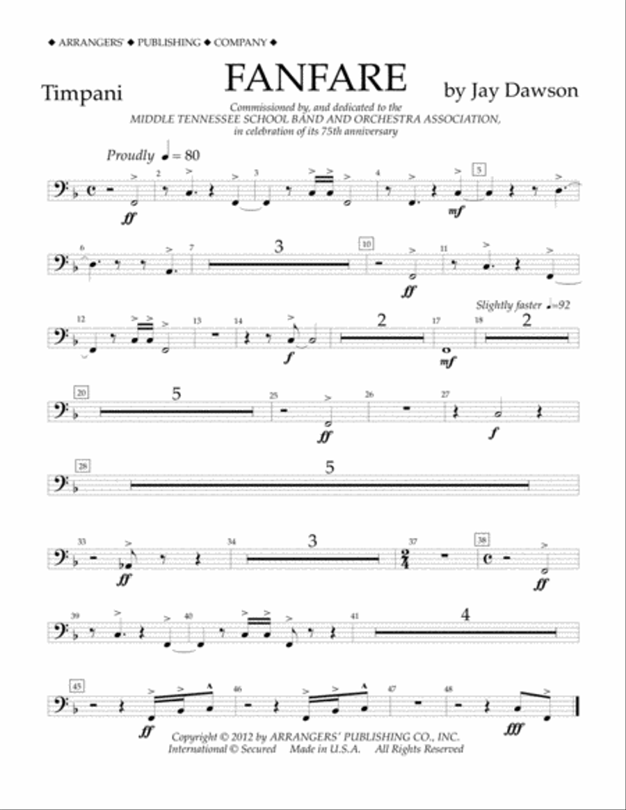 Fanfare - Timpani Concert Band scores gallery preview page 1