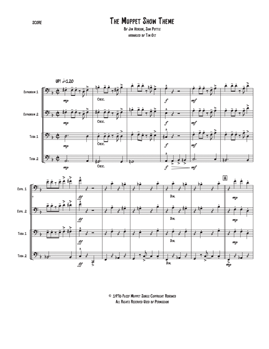 The Muppet Show Theme Brass Quartet scores gallery preview page 1
