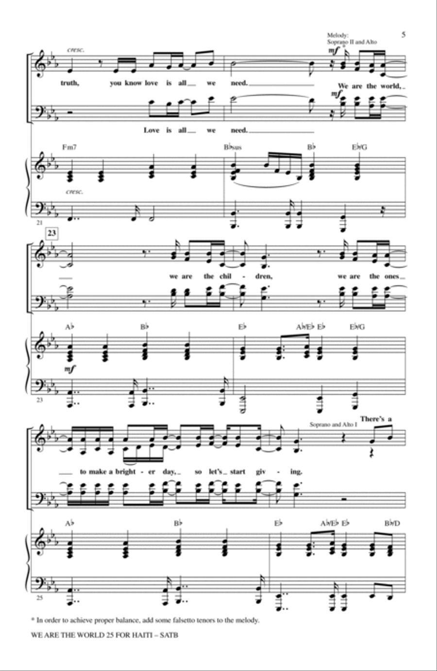 We Are The World 25 For Haiti 4-Part scores gallery preview page 4