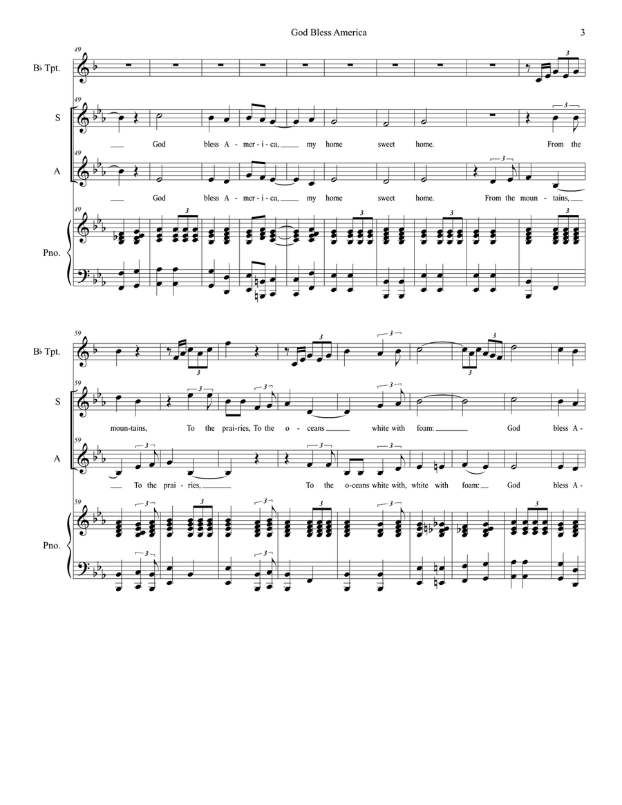 God Bless America Piano scores gallery preview page 3
